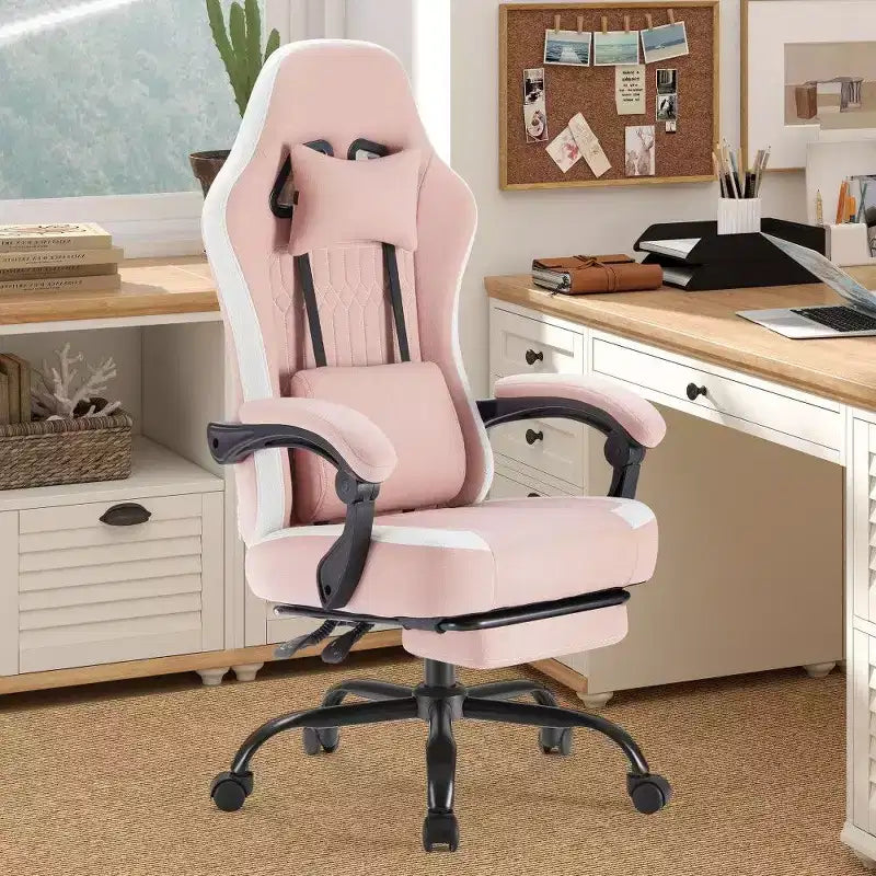 Silla de oficina ergonómica TUYOHW con asiento de muelles ensacados, silla gamer con capacidad de 300 lb con almohada lumbar ajustable y reposapiés para adultos y estudiantes