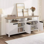 Mueble de TV de Granja para Televisores de 70 Pulgadas, Centro de Entretenimiento de 63 Pulgadas de Largo con Almacenamiento y Estante Abierto, Mueble de Televisión Grande, Mesa Consola Multimedia Alta y Moderna
