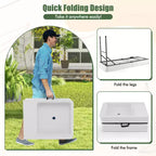 Mesa de hielo plegable Costway de 5 pies con doble fregadero, faldón desmontable, mesa refrigeradora