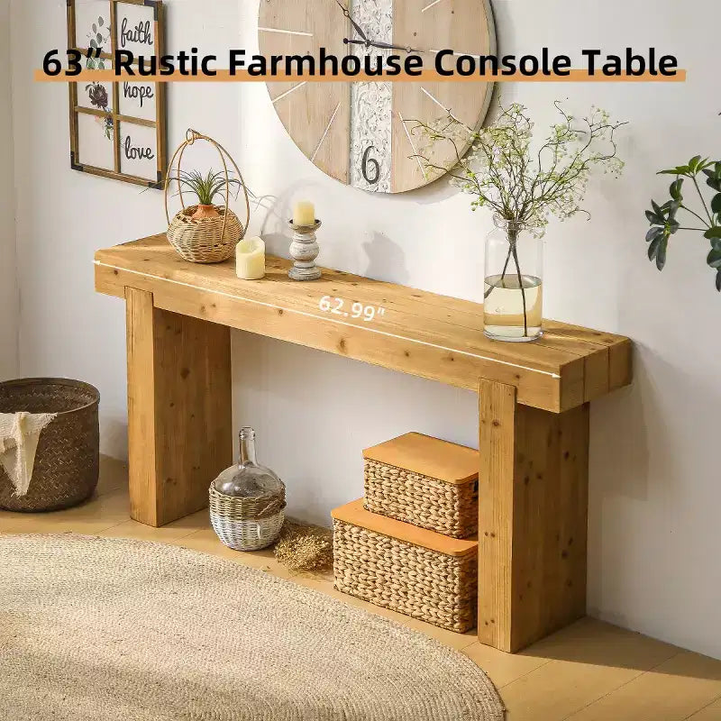 Mesa consola estrecha de entrada de madera de 63, mesa de sofá estilo granja para pasillo, sala de estar o detrás del sofá - Panipeachy