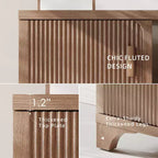Mueble de TV SUGIFT moderno de mediados de siglo para televisores de 55-65 pulgadas, consola multimedia bohemia con puertas acanaladas, gabinetes de almacenamiento y estante abierto