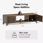 Mueble de TV SUGIFT moderno de mediados de siglo para televisores de 55-65 pulgadas, consola multimedia bohemia con puertas acanaladas, gabinetes de almacenamiento y estante abierto