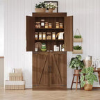Armario de despensa alto de cocina de 71 pulgadas, gabinete de almacenamiento independiente con estantes ajustables, gabinete de barra de café de madera para sala de estar o cocina