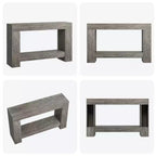 Mesa consola larga de 2 niveles, mesa de sofá, mesa auxiliar de entrada estilo casa de campo detrás del sofá para entrada, pasillo, sala de estar