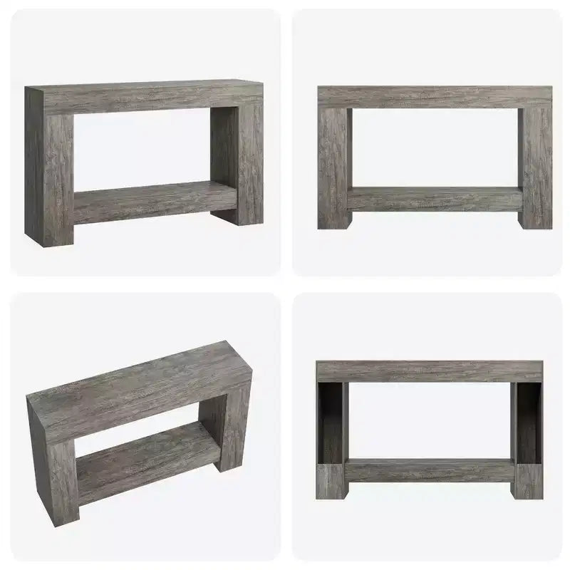 Mesa consola larga de 2 niveles, mesa de sofá, mesa auxiliar de entrada estilo casa de campo detrás del sofá para entrada, pasillo, sala de estar