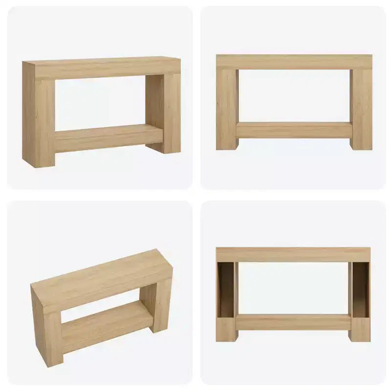 Mesa consola larga de 2 niveles, mesa de sofá, mesa auxiliar de entrada estilo casa de campo detrás del sofá para entrada, pasillo, sala de estar