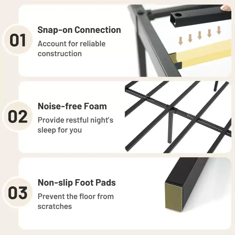 Costway Base de Cama King Size de Metal, Marco Resistente con Somier de Láminas, Soporte para Colchón