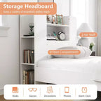 Estructura de cama individual Costway, base de plataforma de madera para niños con cabecero tipo estantería