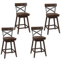 Costway Set of 4 Wooden Swivel Bar Stools Counter Height Kitchen Chairs w/ Back Brown