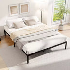 Costway Estructura de cama de metal tamaño Queen, soporte resistente, somier, base de colchón