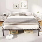 Costway Estructura de cama de metal tamaño Queen, soporte resistente, somier, base de colchón