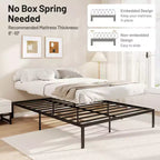 Costway Estructura de cama de metal tamaño Queen, soporte resistente, somier, base de colchón