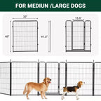 Parque para perros, parque para mascotas - Parque de ejercicio de metal resistente para mascotas para interiores/exteriores con puerta ancha, umbral bajo, portátil para cámping en caravana o jardín