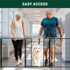 Parque para perros, parque para mascotas - Parque de ejercicio de metal resistente para mascotas para interiores/exteriores con puerta ancha, umbral bajo, portátil para cámping en caravana o jardín