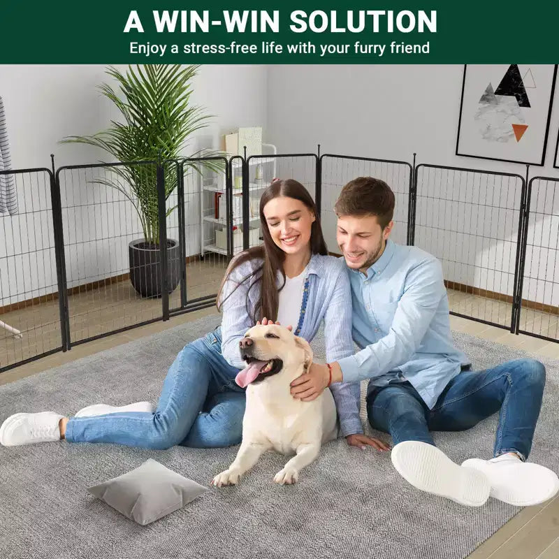 Parque para perros, parque para mascotas - Parque de ejercicio de metal resistente para mascotas para interiores/exteriores con puerta ancha, umbral bajo, portátil para cámping en caravana o jardín