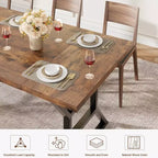 Mesa de comedor larga industrial rústica de 70.9 pulgadas para 6-8 personas, tablero de madera de ingeniería y estructura de hierro, diseño calado para cocina, comedor