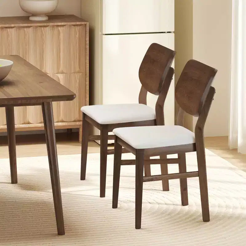 Juego de 2 sillas de comedor Costway con estructura de madera de caucho, asiento acolchado y respaldo curvo para sala de estar