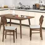 Juego de 2 sillas de comedor Costway con estructura de madera de caucho, asiento acolchado y respaldo curvo para sala de estar