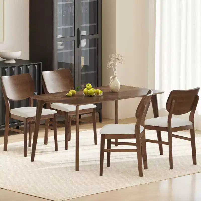 Juego de 2 sillas de comedor Costway con estructura de madera de caucho, asiento acolchado y respaldo curvo para sala de estar