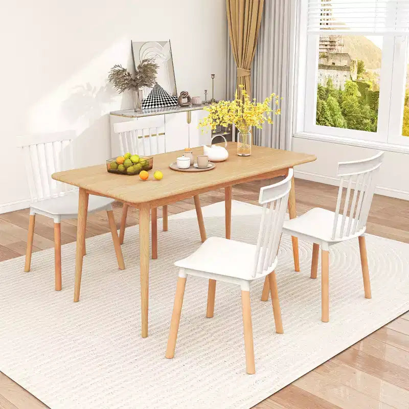 Costway Juego de 4 sillas de comedor Windsor Sillas de comedor con respaldo de husillo y asientos curvados
