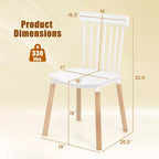 Costway Juego de 4 sillas de comedor Windsor Sillas de comedor con respaldo de husillo y asientos curvados