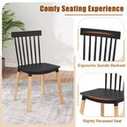 Costway Juego de 4 sillas de comedor Windsor Sillas de comedor con respaldo de husillo y asientos curvados