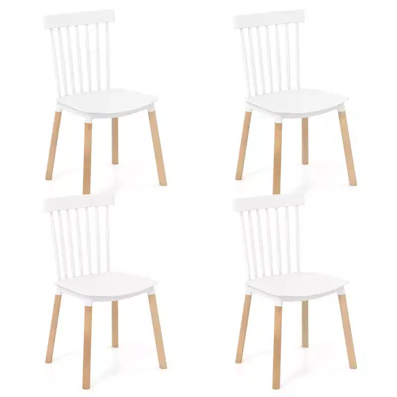 Costway Juego de 4 sillas de comedor Windsor Sillas de comedor con respaldo de husillo y asientos curvados