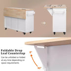 Isla de Cocina con Abatible, Carrito de Cocina Rodante con Ruedas con Puertas, Cajones y Toma de Corriente para Comedor