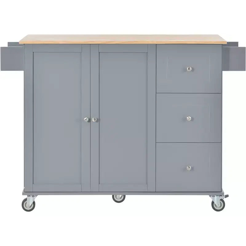 Carro de cocina con superficie de madera y barra de desayuno plegable, isla de cocina móvil con ruedas, almacenamiento y toallero