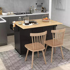 Carro de cocina con superficie de madera y barra de desayuno plegable, isla de cocina móvil con ruedas, almacenamiento y toallero