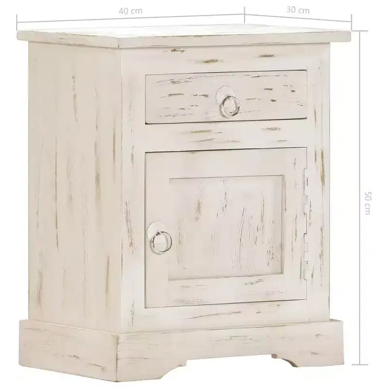 vidaXL Mesita de Noche Blanca 40x30x50 cm Madera Maciza de Mango