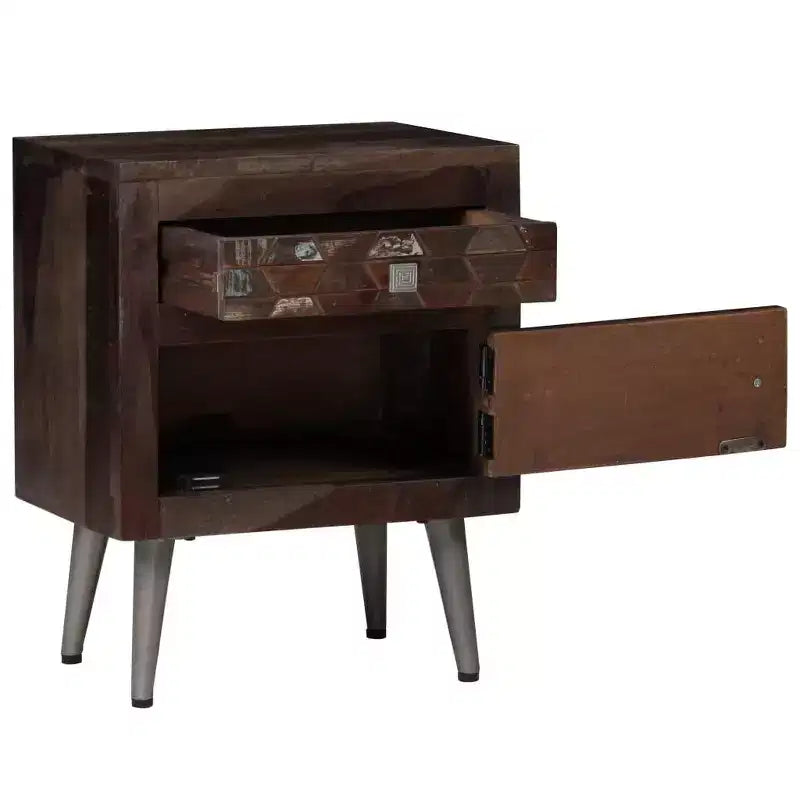 vidaXL Mesita de Noche Madera Maciza Reciclada 40x30x50 cm