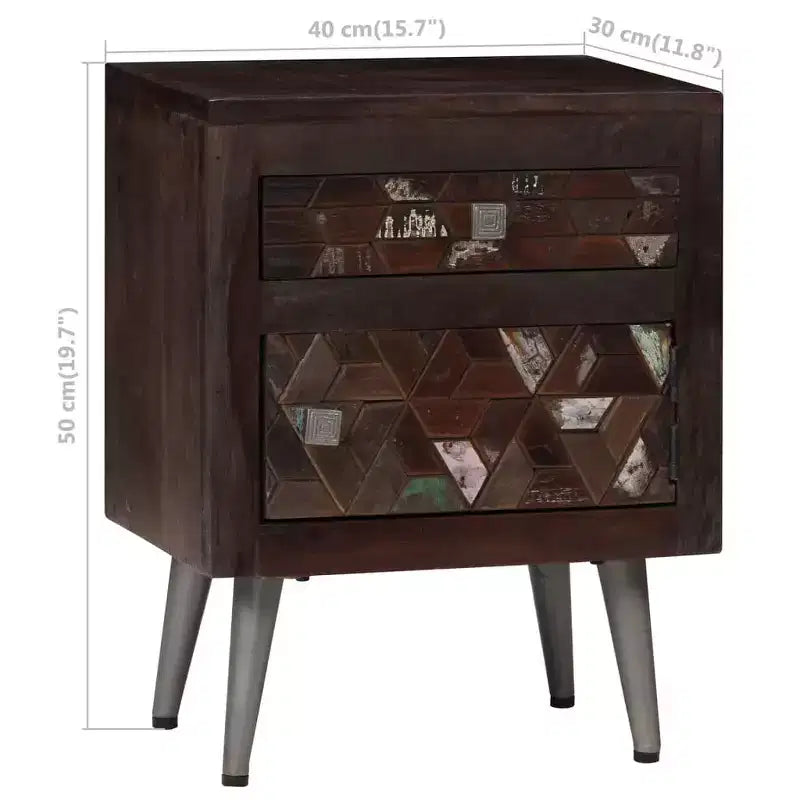 vidaXL Mesita de Noche Madera Maciza Reciclada 40x30x50 cm