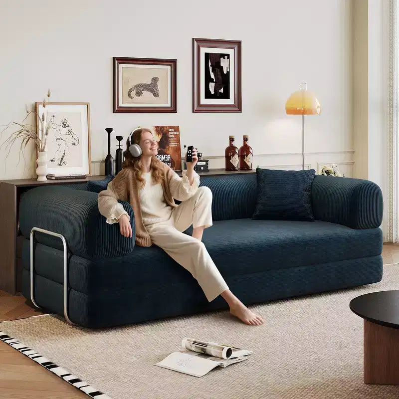 Whisen 78.8 Sofá seccional modular sin brazos, sofá cama convertible, sofá de compresión con respaldo y reposabrazos con almohada