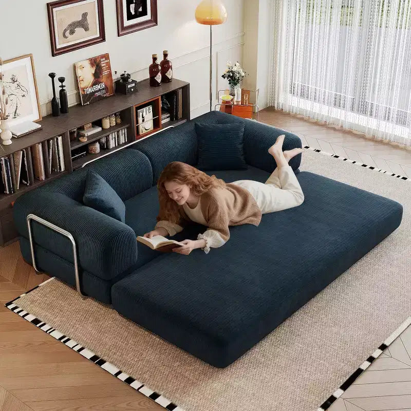 Whisen 78.8 Sofá seccional modular sin brazos, sofá cama convertible, sofá de compresión con respaldo y reposabrazos con almohada