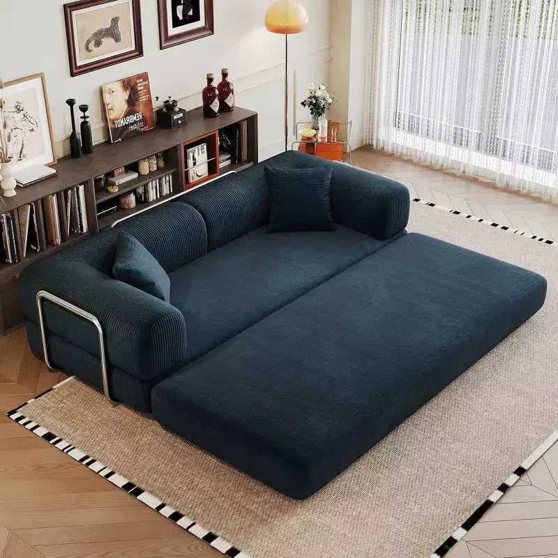 Whisen 78.8 Sofá seccional modular sin brazos, sofá cama convertible, sofá de compresión con respaldo y reposabrazos con almohada
