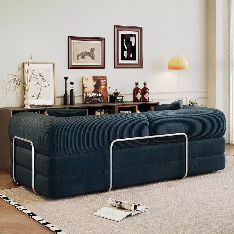 Whisen 78.8 Sofá seccional modular sin brazos, sofá cama convertible, sofá de compresión con respaldo y reposabrazos con almohada