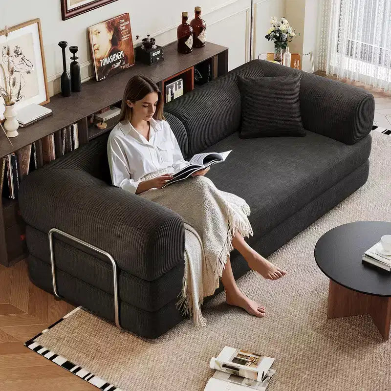 Whisen 78.8 Sofá seccional modular sin brazos, sofá cama convertible, sofá de compresión con respaldo y reposabrazos con almohada