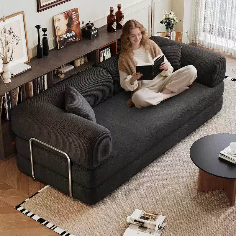 Whisen 78.8 Sofá seccional modular sin brazos, sofá cama convertible, sofá de compresión con respaldo y reposabrazos con almohada