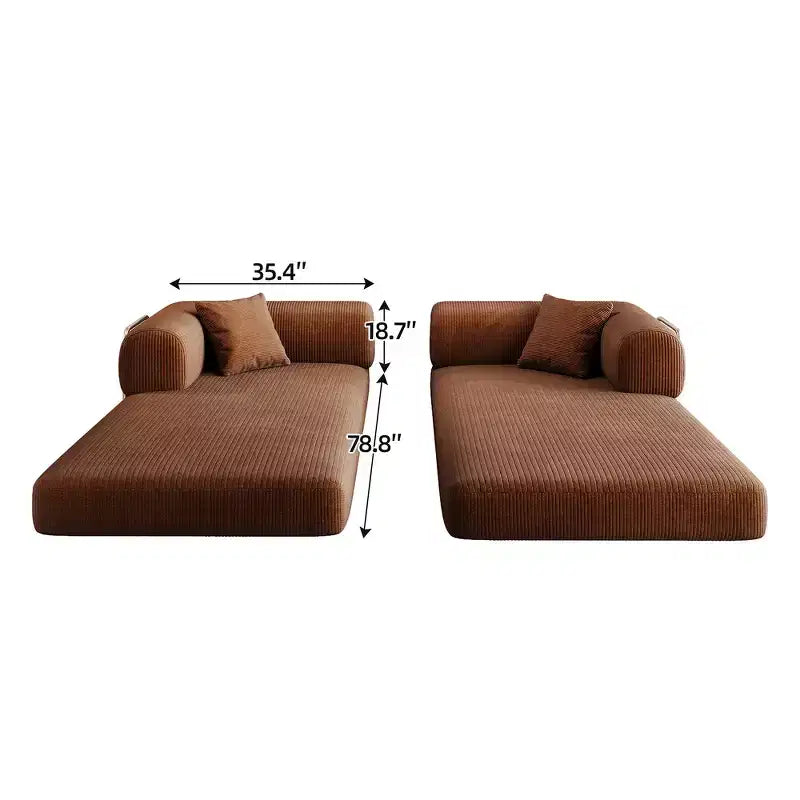 Whisen 78.8 Sofá seccional modular sin brazos, sofá cama convertible, sofá de compresión con respaldo y reposabrazos con almohada
