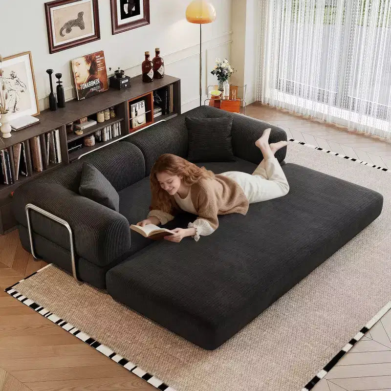 Whisen 78.8 Sofá seccional modular sin brazos, sofá cama convertible, sofá de compresión con respaldo y reposabrazos con almohada