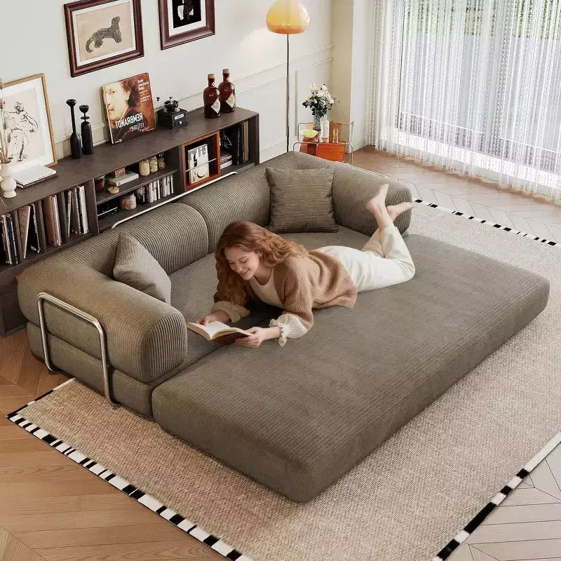 Whisen 78.8 Sofá seccional modular sin brazos, sofá cama convertible, sofá de compresión con respaldo y reposabrazos con almohada