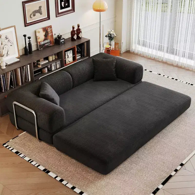 Whisen 78.8 Sofá seccional modular sin brazos, sofá cama convertible, sofá de compresión con respaldo y reposabrazos con almohada