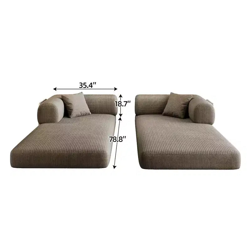 Whisen 78.8 Sofá seccional modular sin brazos, sofá cama convertible, sofá de compresión con respaldo y reposabrazos con almohada