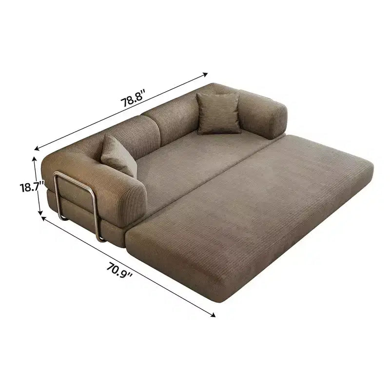 Whisen 78.8 Sofá seccional modular sin brazos, sofá cama convertible, sofá de compresión con respaldo y reposabrazos con almohada