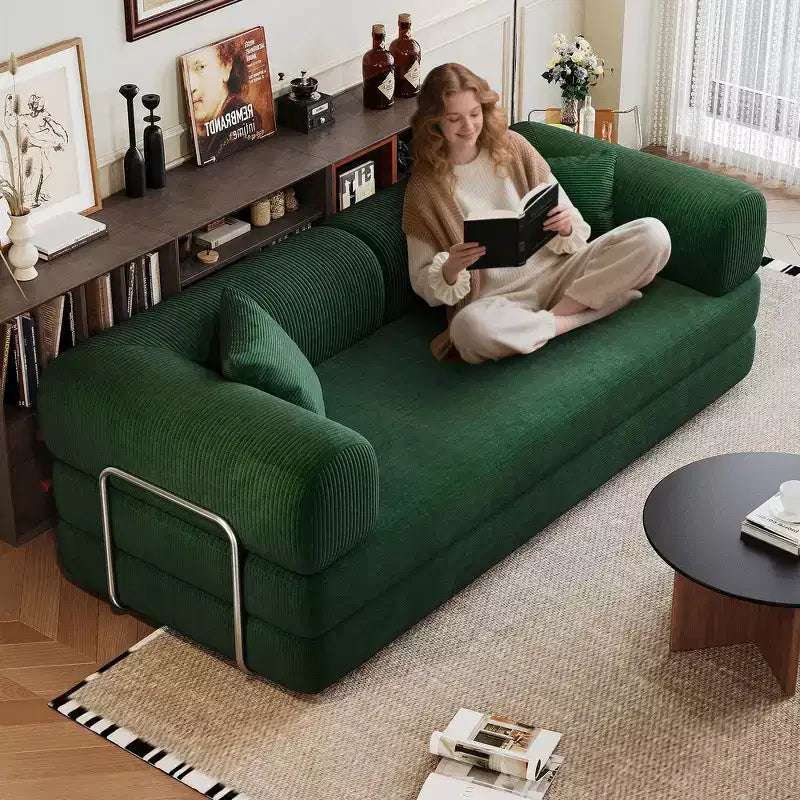 Whisen 78.8 Sofá seccional modular sin brazos, sofá cama convertible, sofá de compresión con respaldo y reposabrazos con almohada