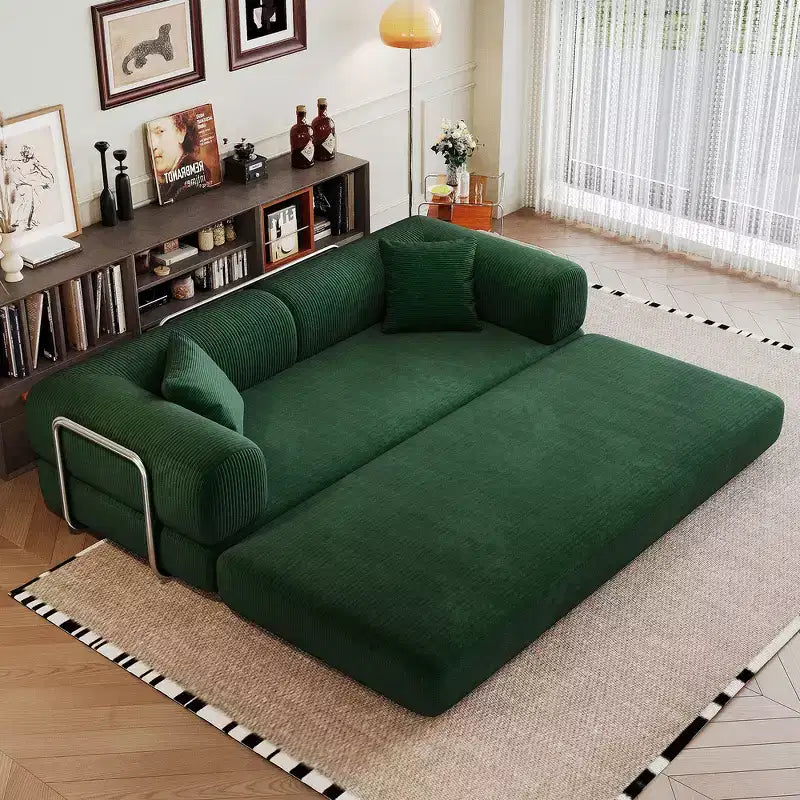 Whisen 78.8 Sofá seccional modular sin brazos, sofá cama convertible, sofá de compresión con respaldo y reposabrazos con almohada