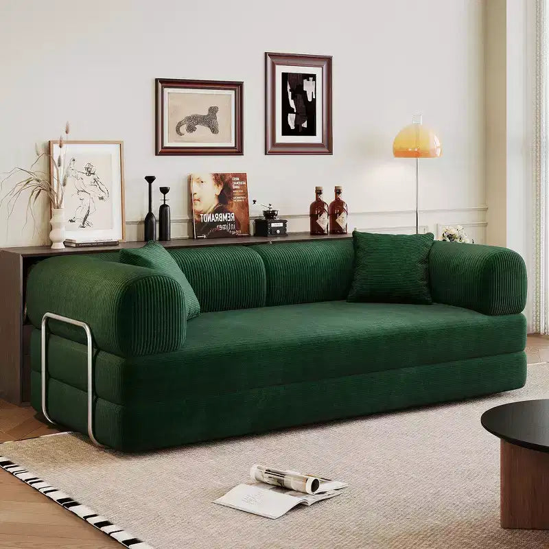 Whisen 78.8 Sofá seccional modular sin brazos, sofá cama convertible, sofá de compresión con respaldo y reposabrazos con almohada