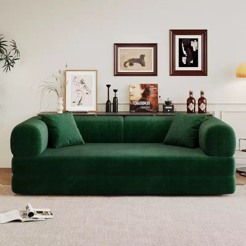 Whisen 78.8 Sofá seccional modular sin brazos, sofá cama convertible, sofá de compresión con respaldo y reposabrazos con almohada