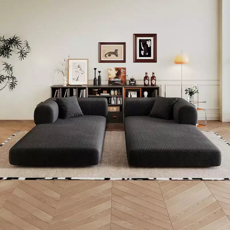 Whisen 78.8 Sofá seccional modular sin brazos, sofá cama convertible, sofá de compresión con respaldo y reposabrazos con almohada